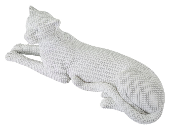 Statua Leopardo Sdraiato Bianco 38x12,5x15,3 cm in Poliresina