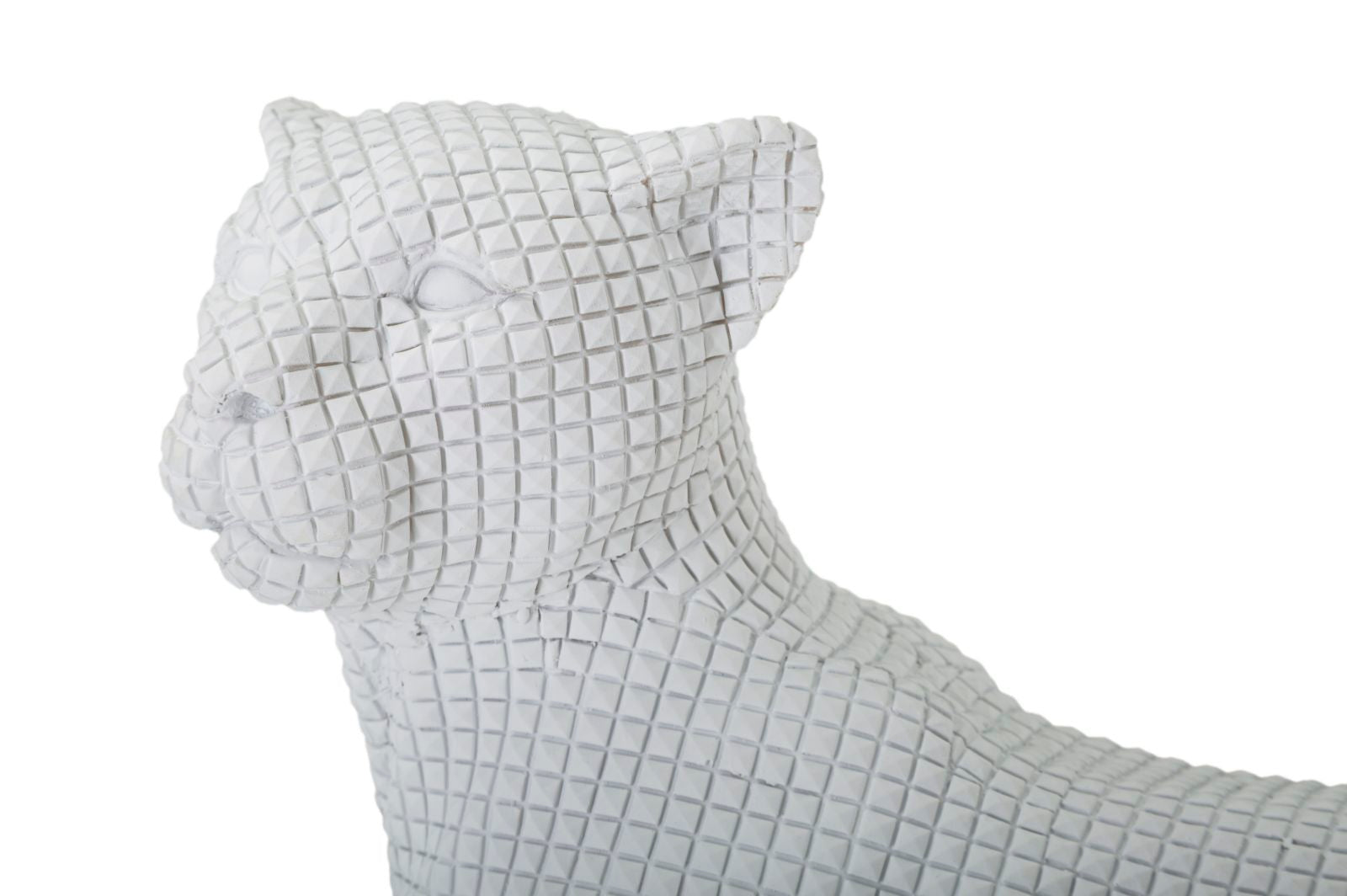 Statua Leopardo Sdraiato Bianco 38x12,5x15,3 cm in Poliresina