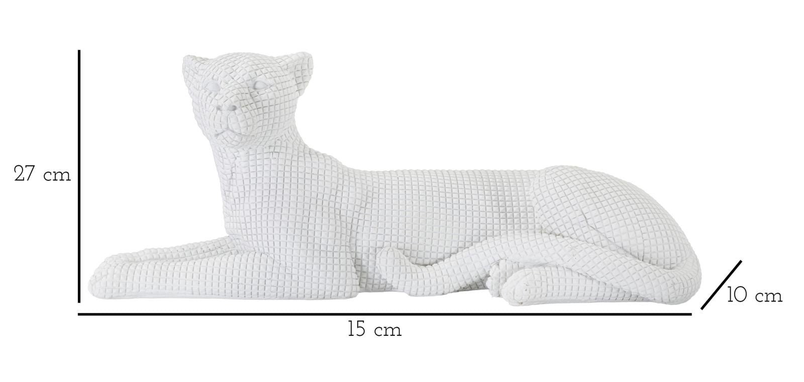 Statua Leopardo Sdraiato Bianco 38x12,5x15,3 cm in Poliresina