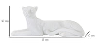 Statua Leopardo Sdraiato Bianco 38x12,5x15,3 cm in Poliresina