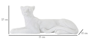 Statua Leopardo Sdraiato Bianco 38x12,5x15,3 cm in Poliresina