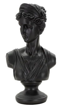 Scultura a forma di busto di donna in resina nera cm 22x16x41