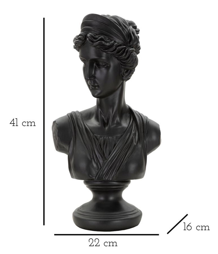 Scultura Roman Woman Black 22x16x41 cm in Poliresina