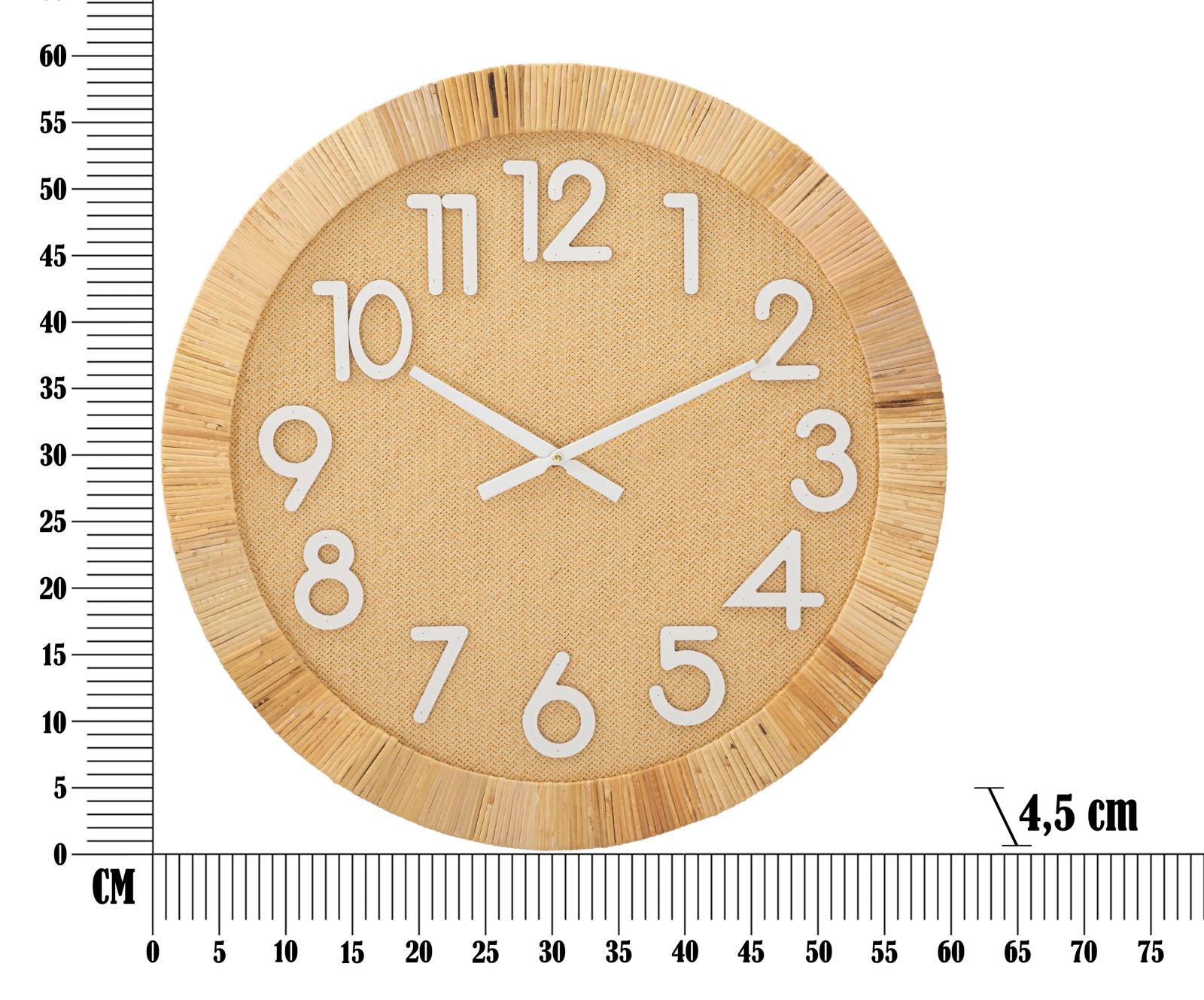 Orologio da Muro Boho Plus Ø 60x4,5 cm in Rattan