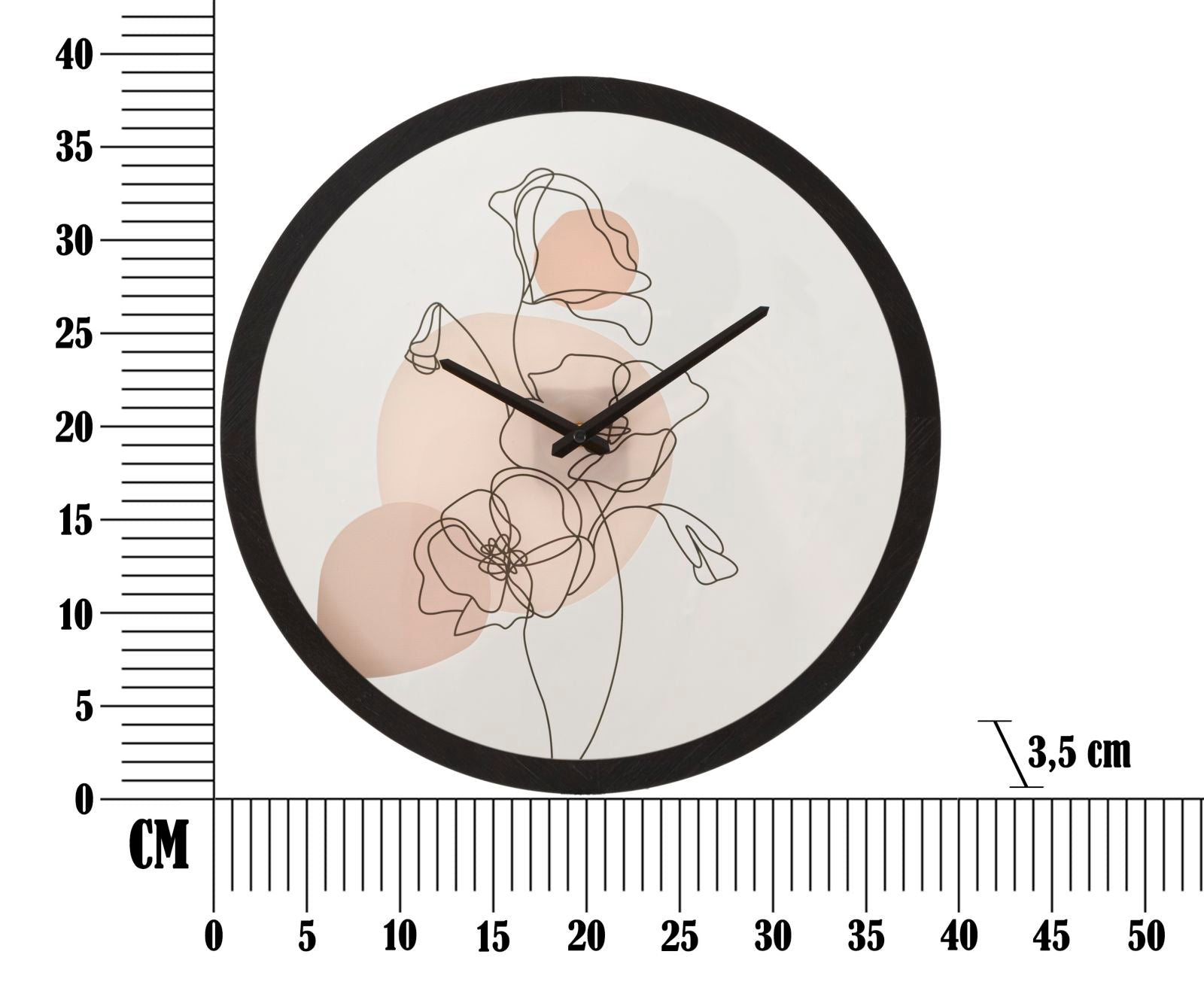 Orologio da Muro Flower 2 Ø 40x3,5 cm in Ferro e Vetro