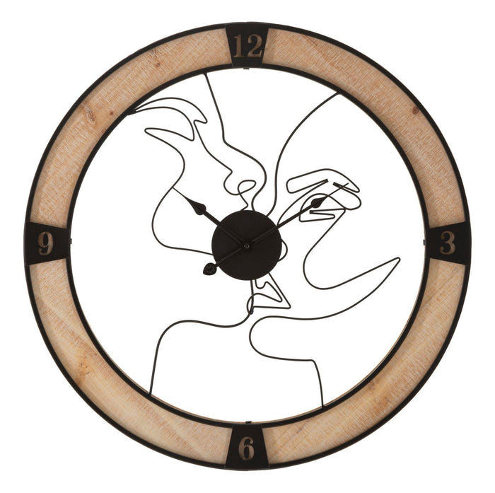 Orologio da Muro Couple Ø 60x3 cm in Ferro e Legno