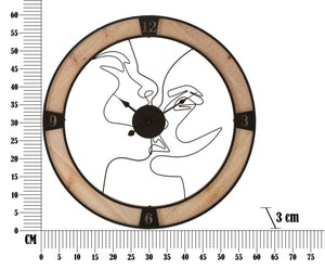 Orologio da Muro Couple Ø 60x3 cm in Ferro e Legno