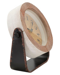 Orologio da Tavolo Round 23,5x7x24 cm in Ferro e Legno