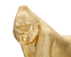 Statua di gorilla in resina dorata cm 29,7x11,5x21,8