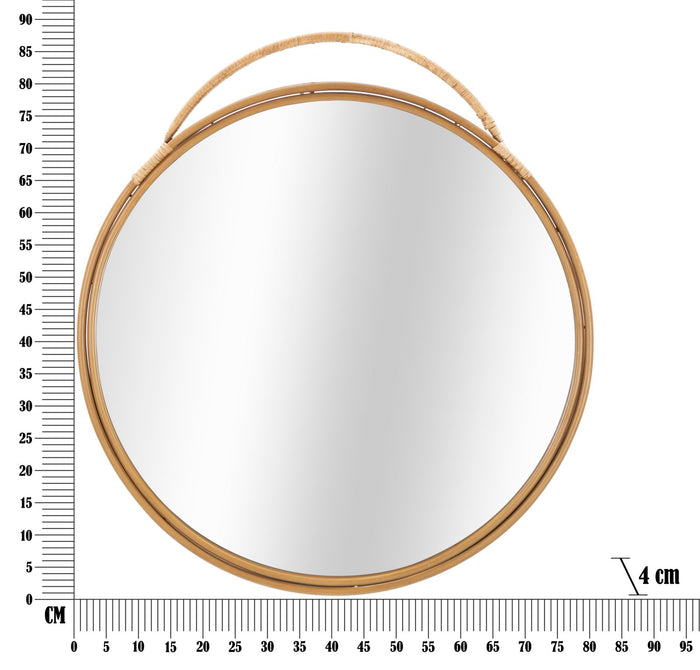 Specchio rotondo da parete in metallo marrone cm 80x4x88