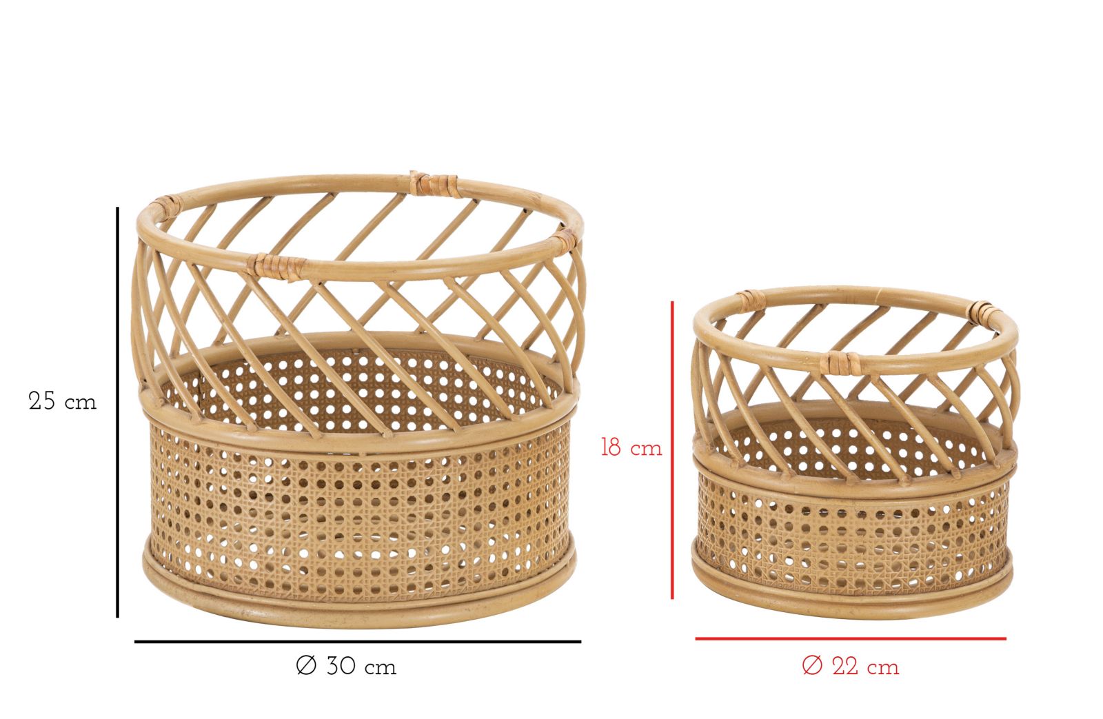 Set 2 Porta Vasi Panama Ø 30x25-22x18 cm in Ferro e Plastica