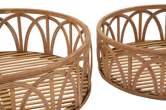 Set di 3 svuotatasche in rattan marrone Ø cm 50x16-40x14-30x12