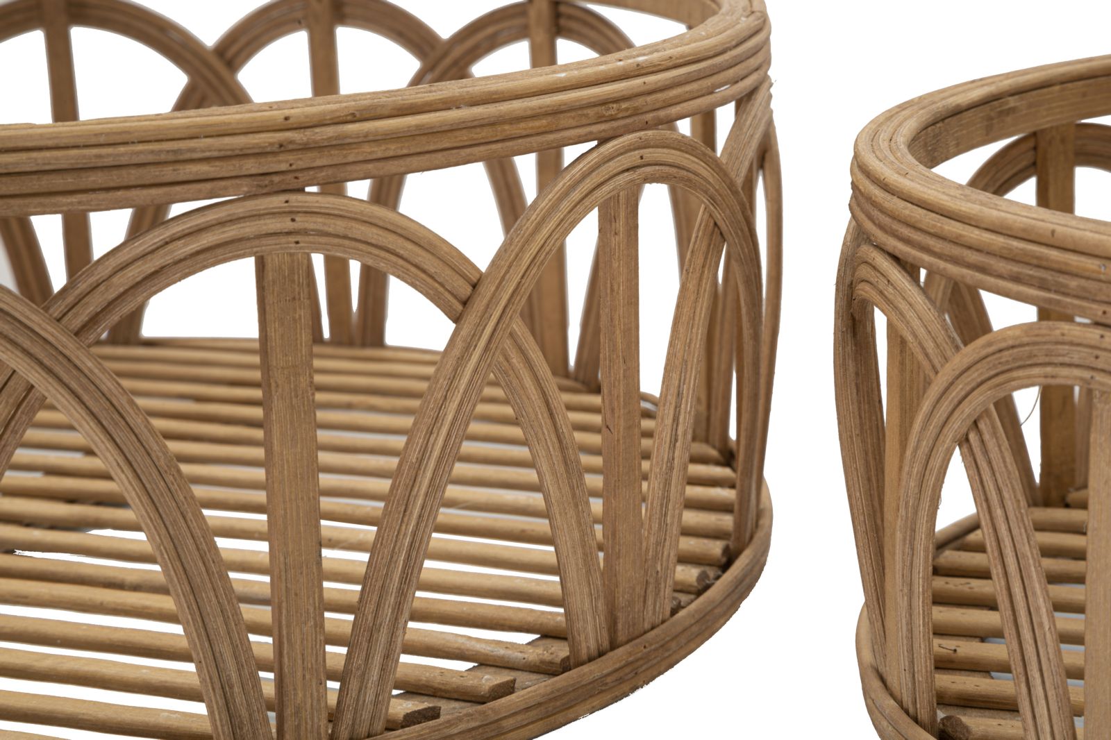 Set di 3 svuotatasche in rattan marrone Ø cm 50x16-40x14-30x12