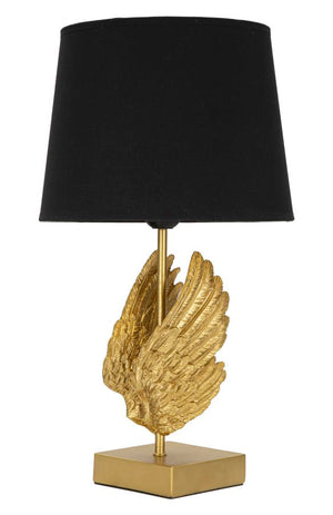 Lampada da Tavolo Wings 25x45x25 cm in Ferro Oro/Nero