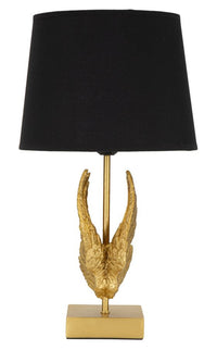 Lampada da Tavolo Wings 25x45x25 cm in Ferro Oro/Nero