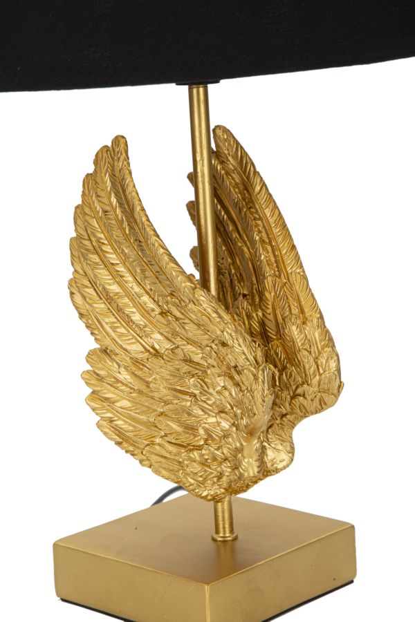 Lampada da Tavolo Wings 25x45x25 cm in Ferro Oro/Nero