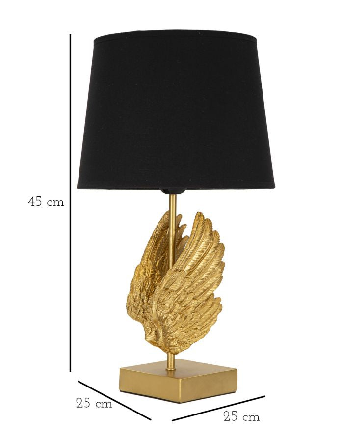 Lampada da Tavolo Wings 25x45x25 cm in Ferro Oro/Nero