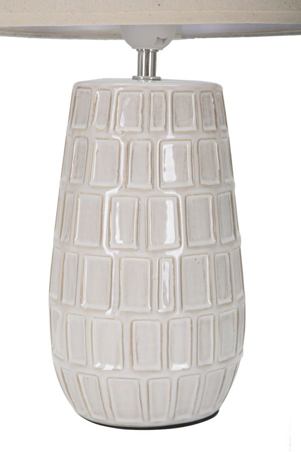 Lampada tavolo in ceramica beige con paralume bianco Ø cm 28x44,5