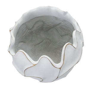 Vaso Gaspeau Lines 44x37x44 cm in Poliresina Bianco