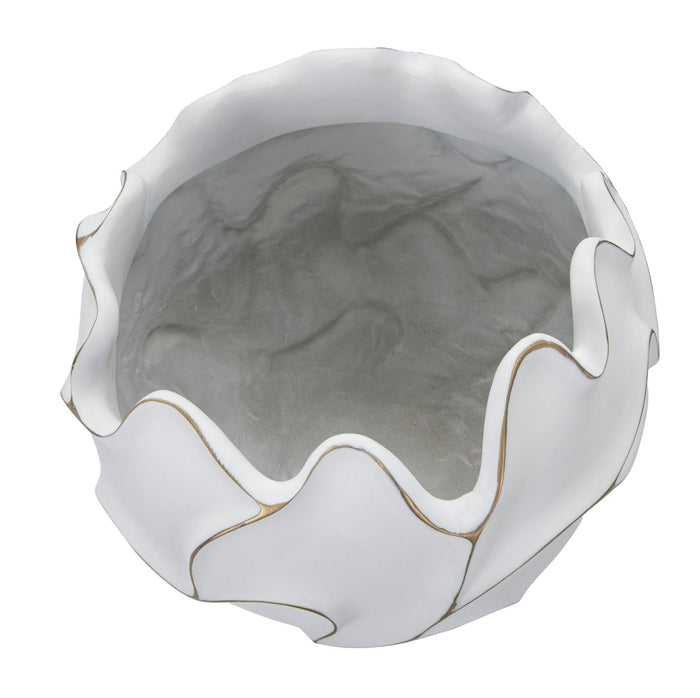 Vaso Gaspeau Lines 44x37x44 cm in Poliresina Bianco