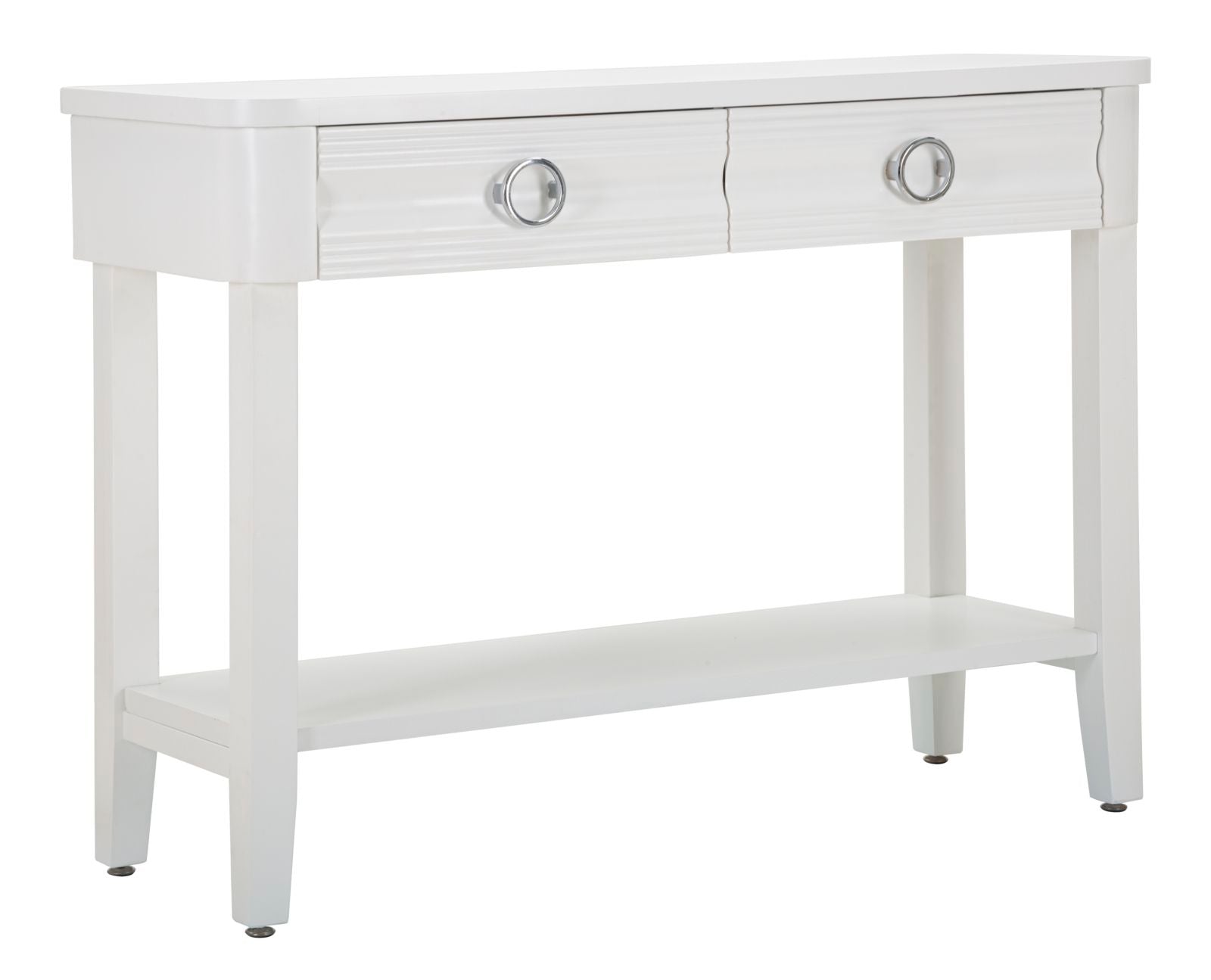 Console Fissa Shine 110x82x40 cm in Legno MDF e Metallo Bianco