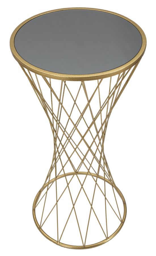 Tavolino Tower New 40x80x40 cm in Ferro e MDF Oro