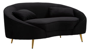 Divanetto 2 Posti Oslo con Cuscini Nero 148x68x84 cm in Poliestere Nero/Oro