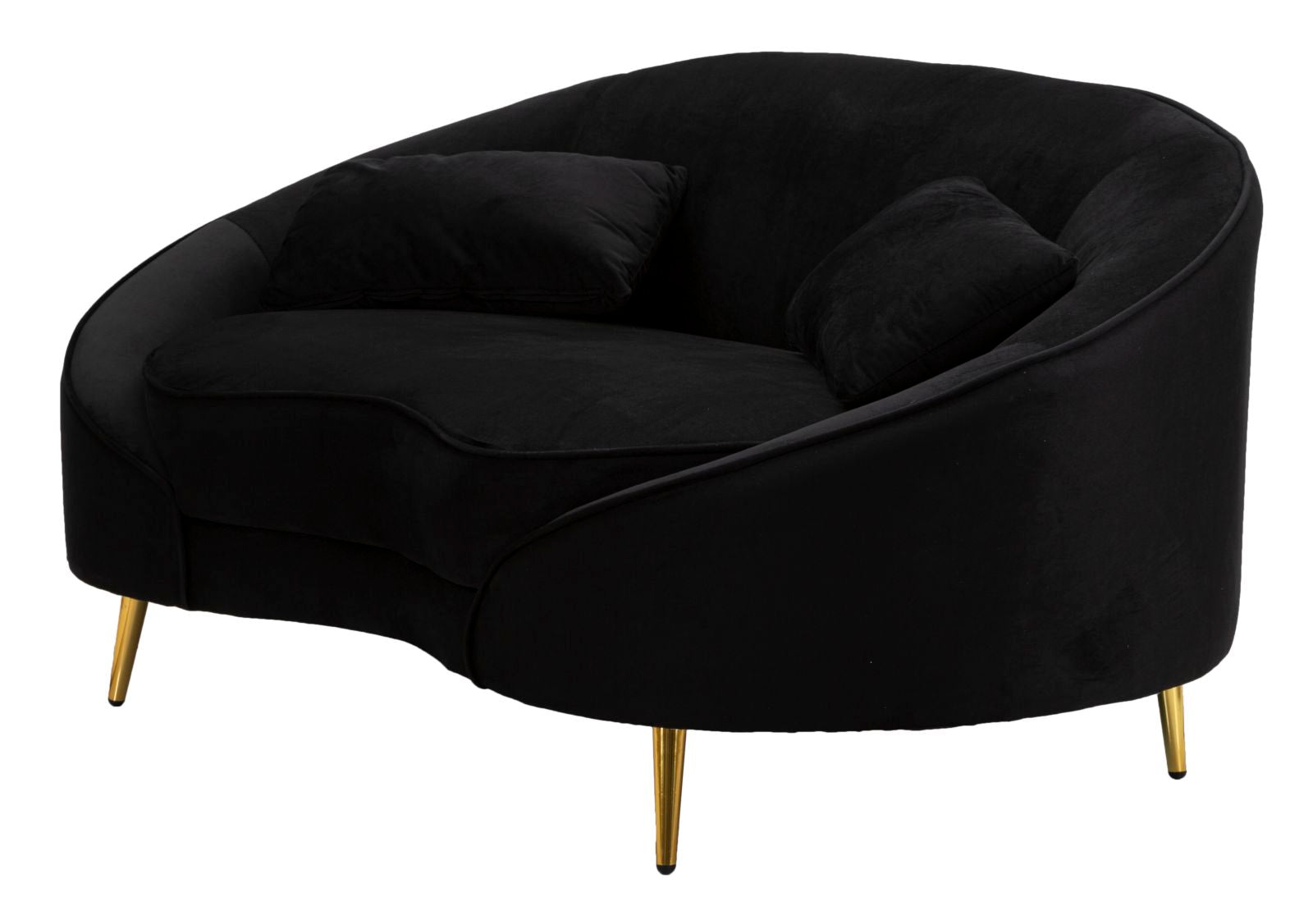 Divanetto 2 Posti Oslo con Cuscini Nero 148x68x84 cm in Poliestere Nero/Oro