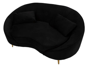 Divanetto 2 Posti Oslo con Cuscini Nero 148x68x84 cm in Poliestere Nero/Oro