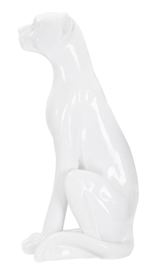 Statua Leopardo 27x74x38 cm in Poliresina Bianco