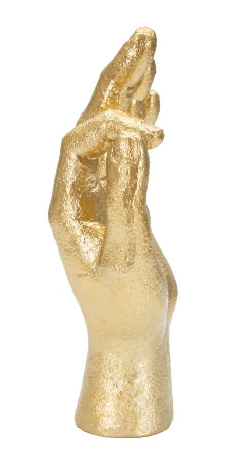 Statuetta a forma di mano in resina dorata cm 10x7x22,5