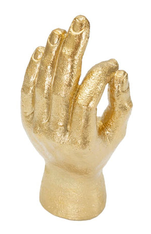 Statua Mano "Ok" 10x22,5x7 cm in Poliresina Oro