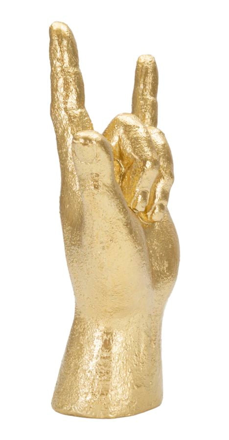 Statuetta a forma di mano in resina dorata cm 14,5x7x23 