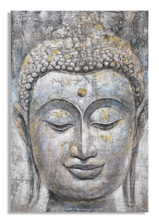 Dipinto su Tela Face Buddha Light 80x120x3 cm Cornice in Legno di Pino Multicolor