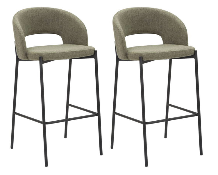 Set 2 Sgabelli Bar Helsinki 50x99x52 cm in Tessuto Verde/Nero