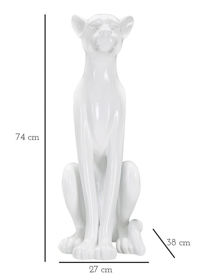 Statua Leopardo 27x74x38 cm in Poliresina Bianco