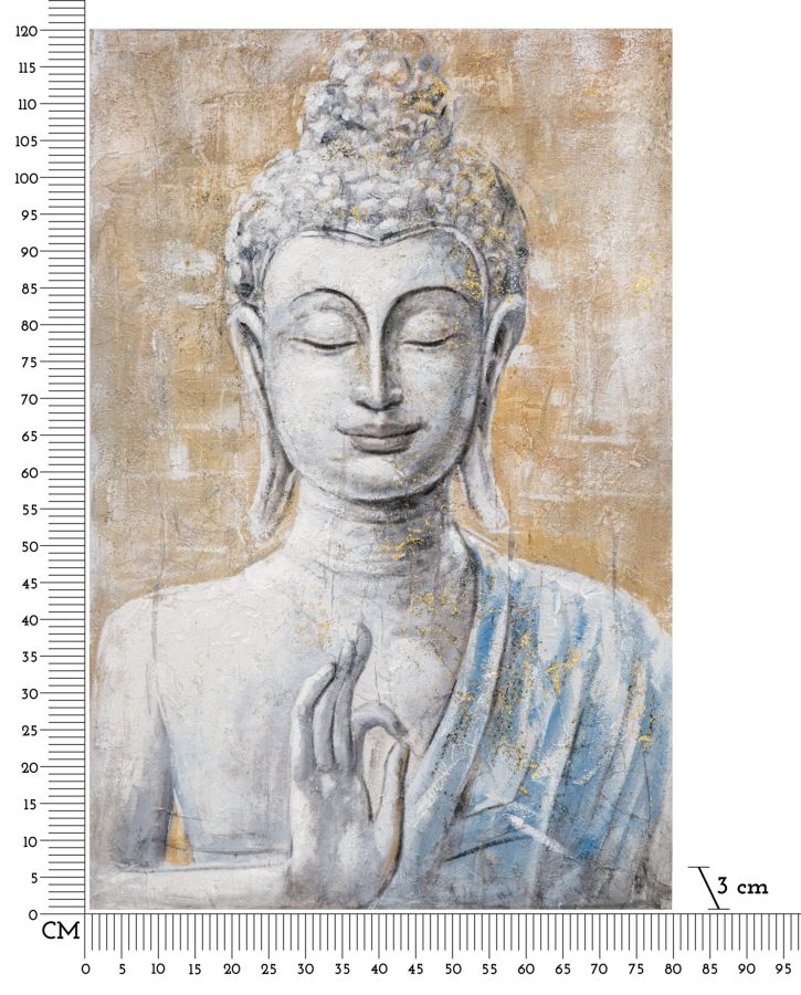 Dipinto su Tela Buddha Light 80x120x3 cm Cornice in Legno di Pino Multicolor