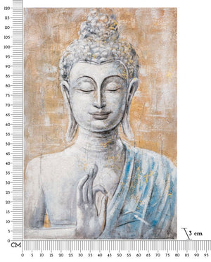 Dipinto su Tela Buddha Light 80x120x3 cm Cornice in Legno di Pino Multicolor