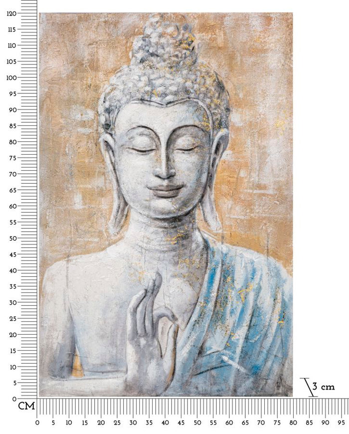 Dipinto su Tela Buddha Light 80x120x3 cm Cornice in Legno di Pino Multicolor