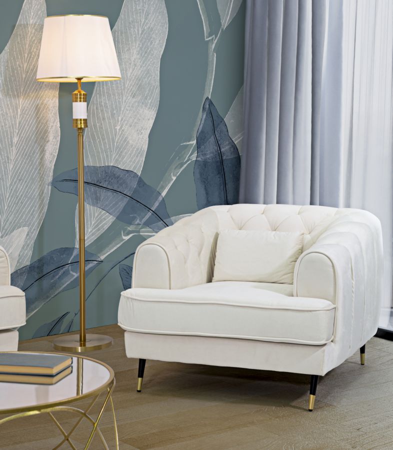 Poltrona Praga 93x71x86 cm in Poliestere Crema/Oro