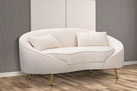 Divanetto 2 Posti Oslo con Cuscini 148x68x84 cm in Poliestere Crema/Oro