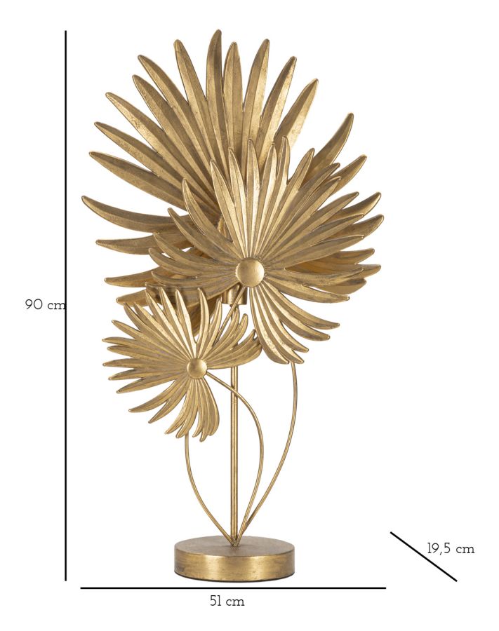 Lampada da tavolo in metallo dorata con foglie cm 51x19,5x90