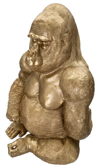 Statua Gorilla 64x82x53 cm in Poliresina Oro