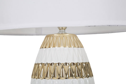 Lampada da Tavolo Glam Mix 33x50x33 cm in Ceramica Bianco/Oro