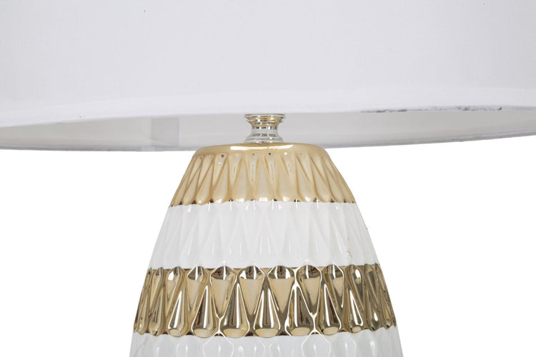 Lampada da Tavolo Glam Mix 33x50x33 cm in Ceramica Bianco/Oro