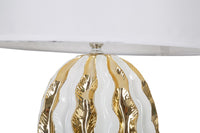 Lampada da Tavolo Glam Stary 33x48x33 cm in Ceramica Bianco/Oro