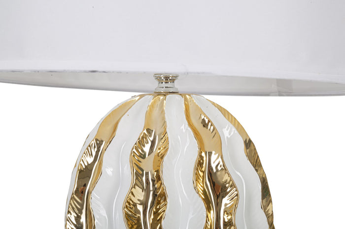 Lampada da Tavolo Glam Stary 33x48x33 cm in Ceramica Bianco/Oro