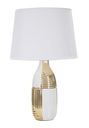 Lampada da Tavolo Glam Line 33x54x33 cm in Ceramica Bianco/Oro