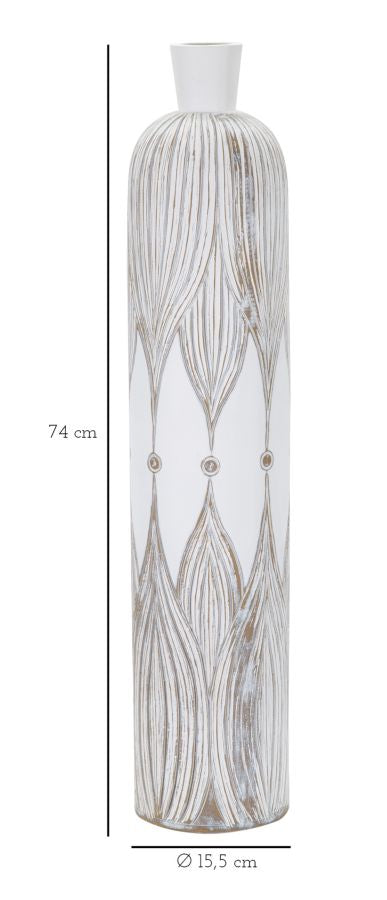 Vaso Atene 15,5x74x15,5 cm in Poliresina Bianco