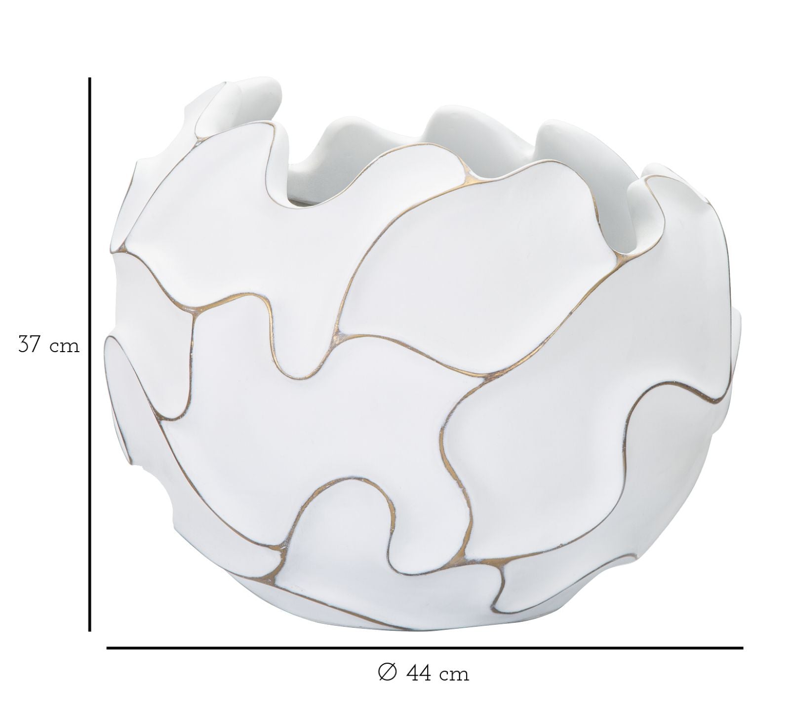 Vaso Gaspeau Lines 44x37x44 cm in Poliresina Bianco